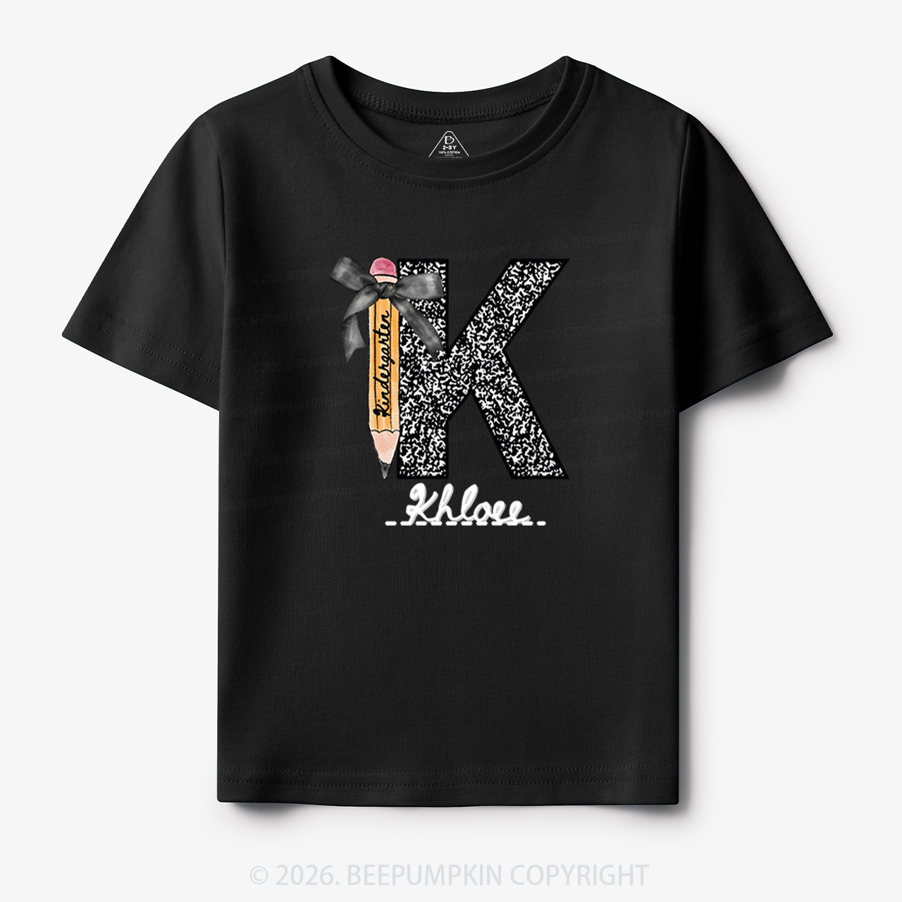 Personalized Grade&Name Monogram Pencil Bow Toddler&Kid's Tees