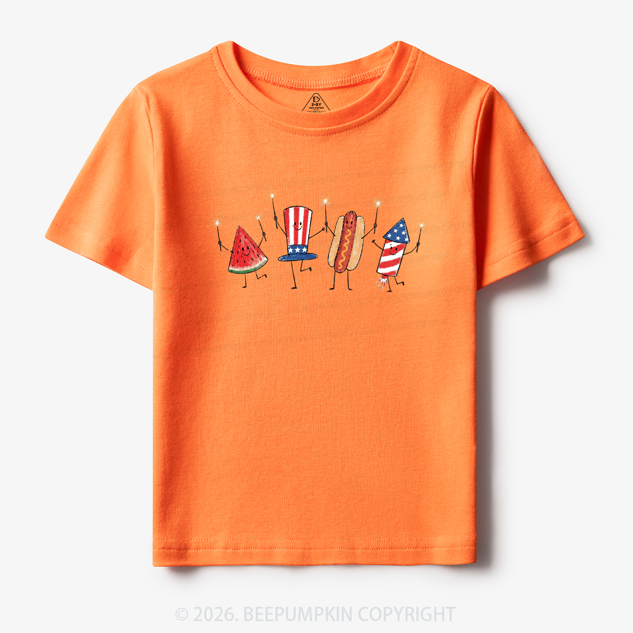 Patriotic Watermelon Hotdog Firework American Toddler&Kid's Tees