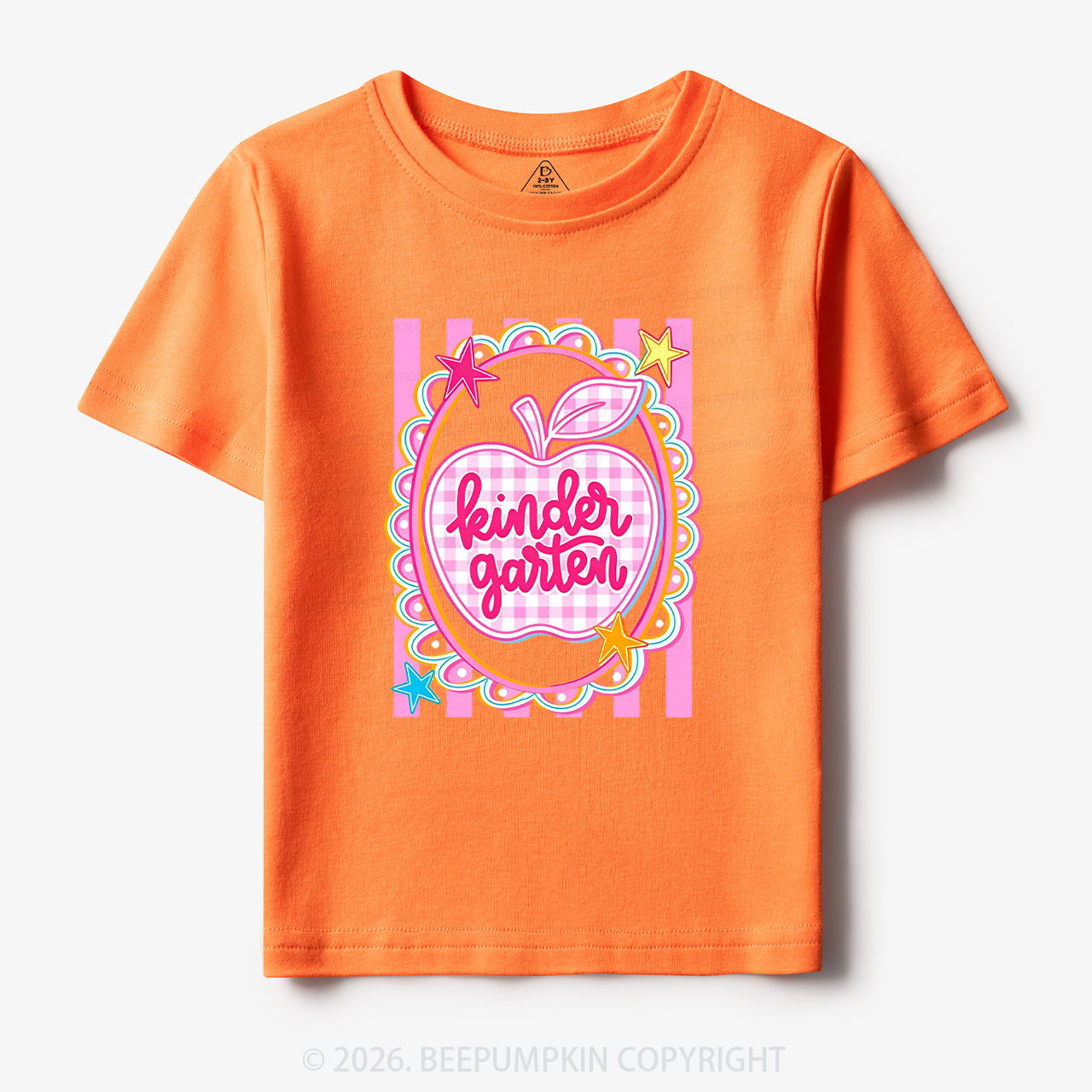 Personalized Apple Pink Gingham Stripes Toddler&Kid's Tees
