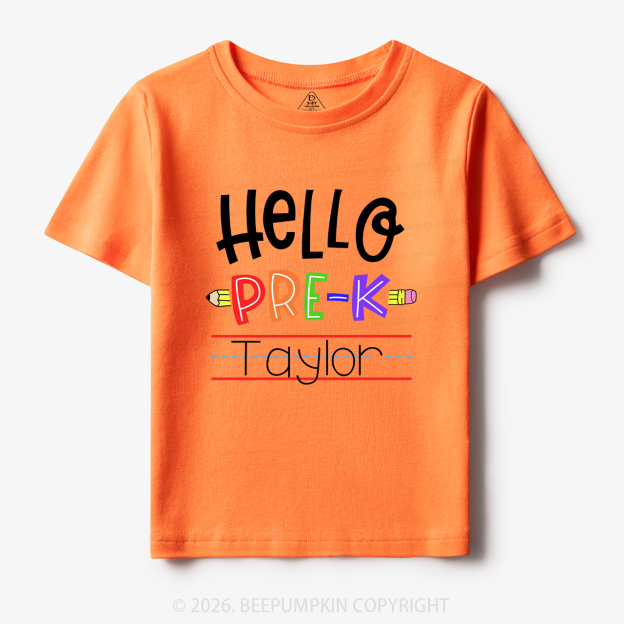 Personalized Hello Pre-k Shirt Back to School