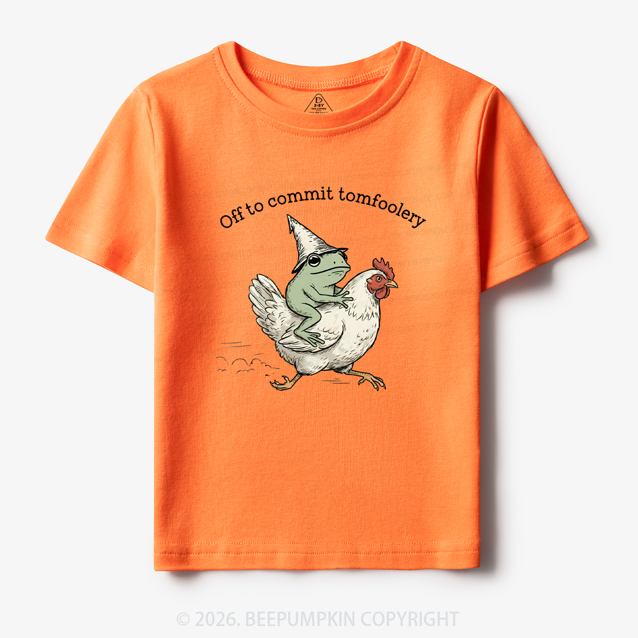 Frog Riding Chicken Off to Commit Tomfoolery Toddler&Kid's Tees