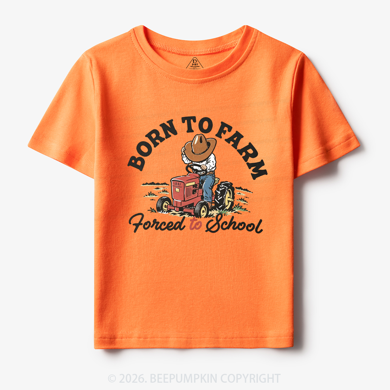  Born to Farm Forced to School Tractor Cowboy Toddler&Kid's Tees