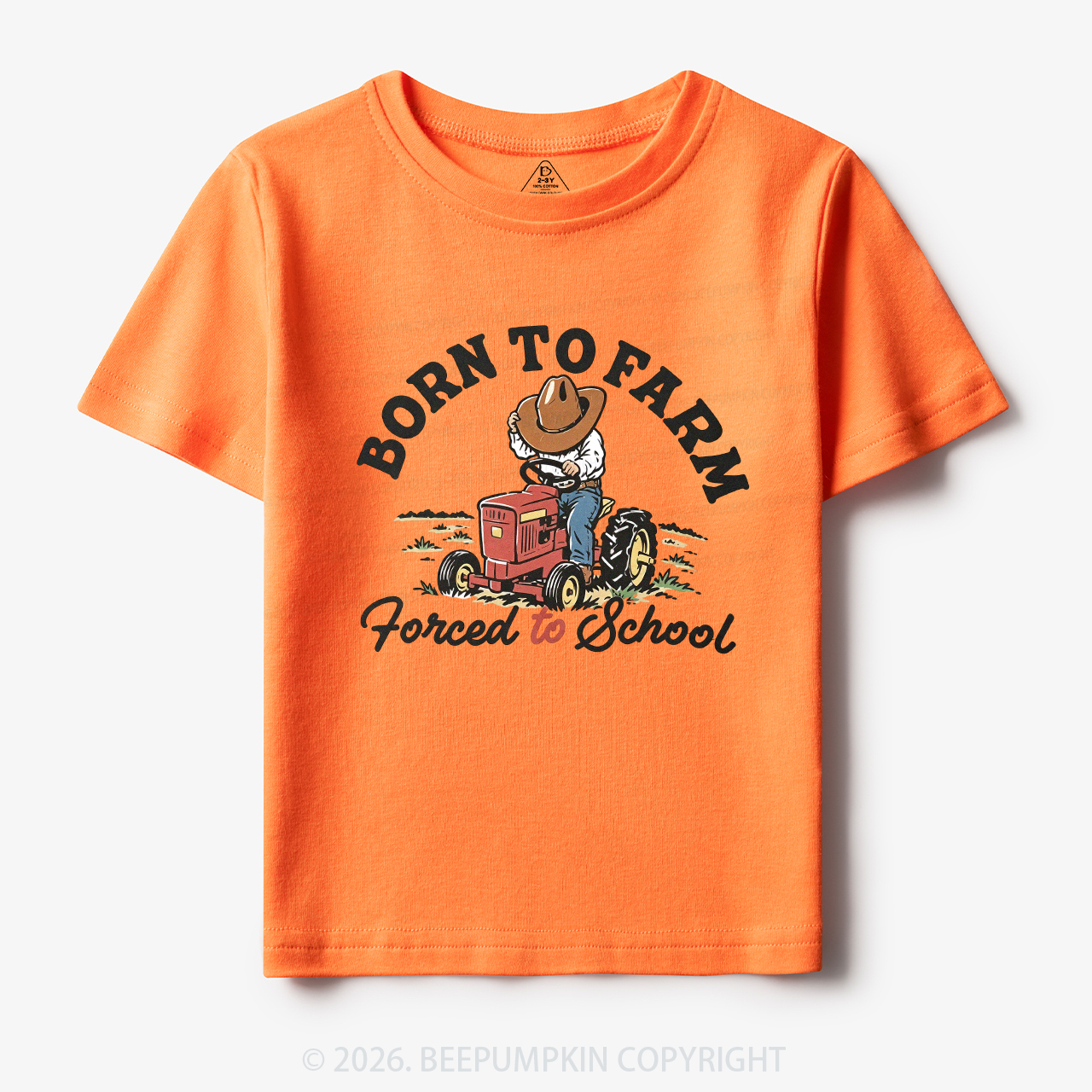  Born to Farm Forced to School Tractor Cowboy Toddler&Kid's Tees