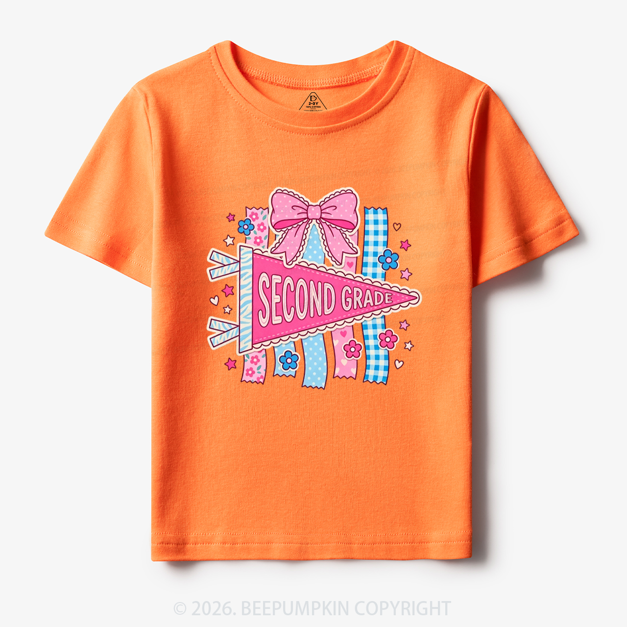 Personalized Pink Bow Pennant Back To School Toddler&Kid's Tees