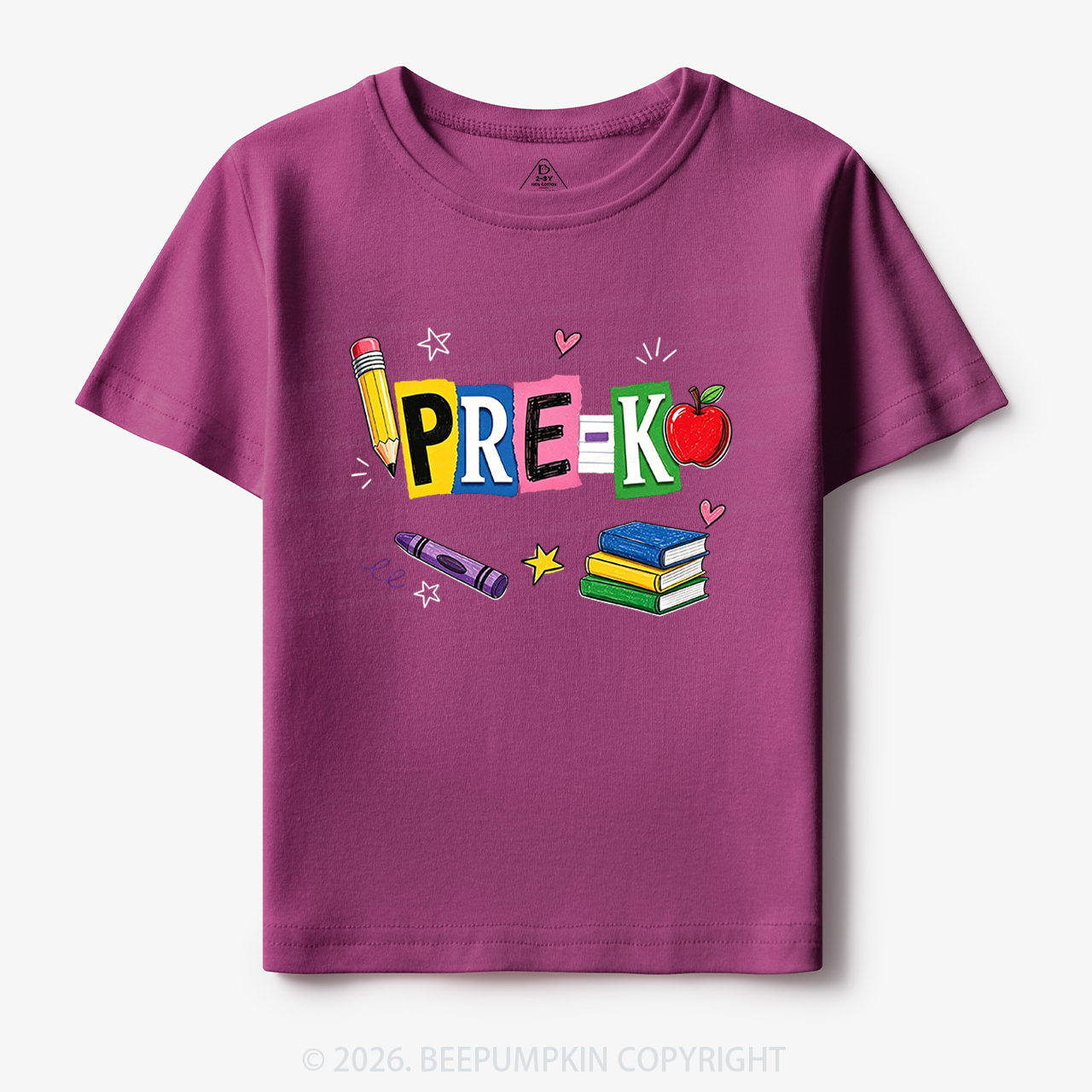 Personalized Colorful Bright School Vibes Doodle Toddler&Kid's Tees