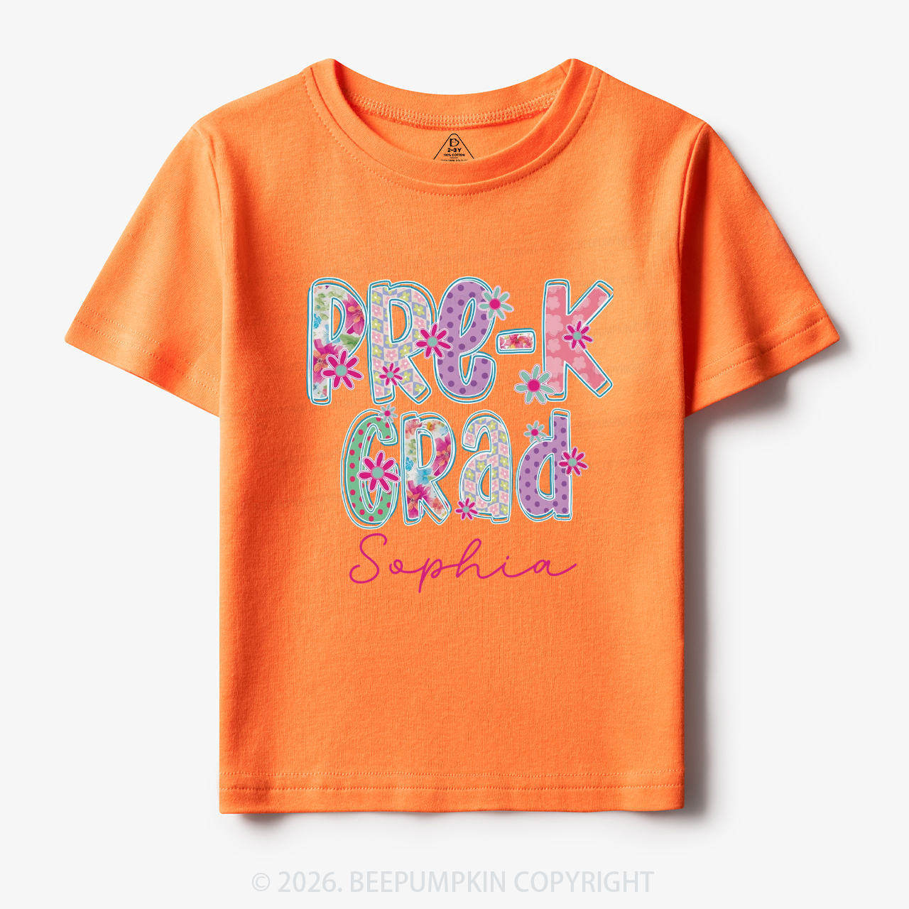 Personalized Name Sparkle Floral Pre‑K Grad Toddler&Kid's Tees