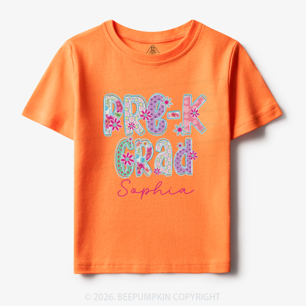 Personalized Name Sparkle Floral Pre‑K Grad Toddler&Kid's Tees