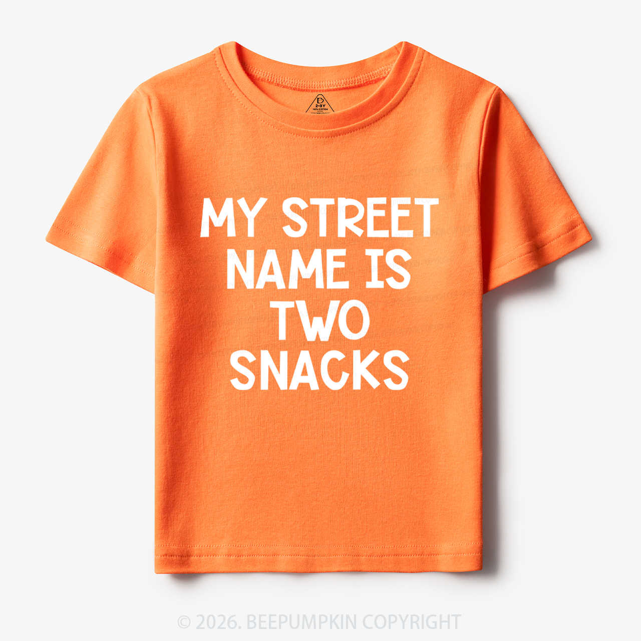 My Street Name Is Two Snacks Kids Shirt 7