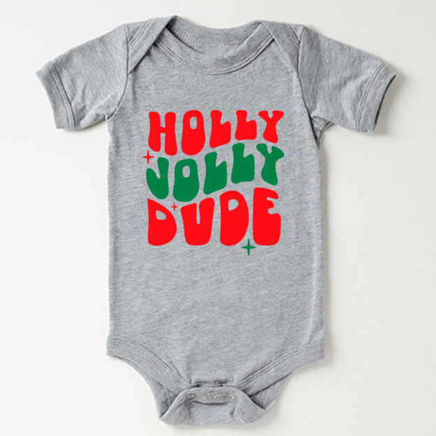 Holly Jolly Dude Christmas Bodysuit For Baby