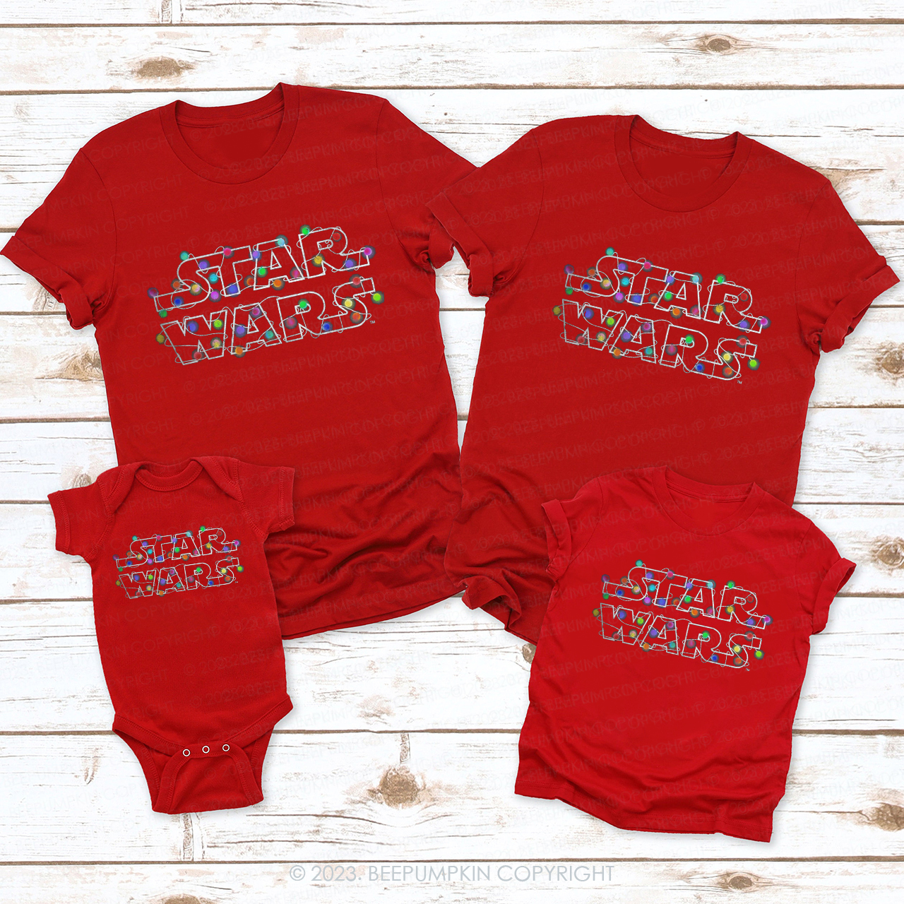 Star Wars Lights Logo Christmas Family Shirts