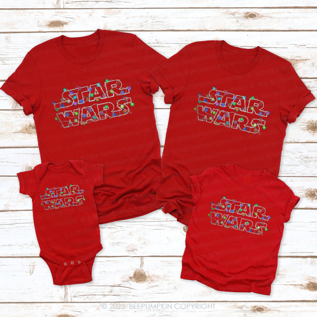 Star Wars Lights Logo Christmas Family Shirts