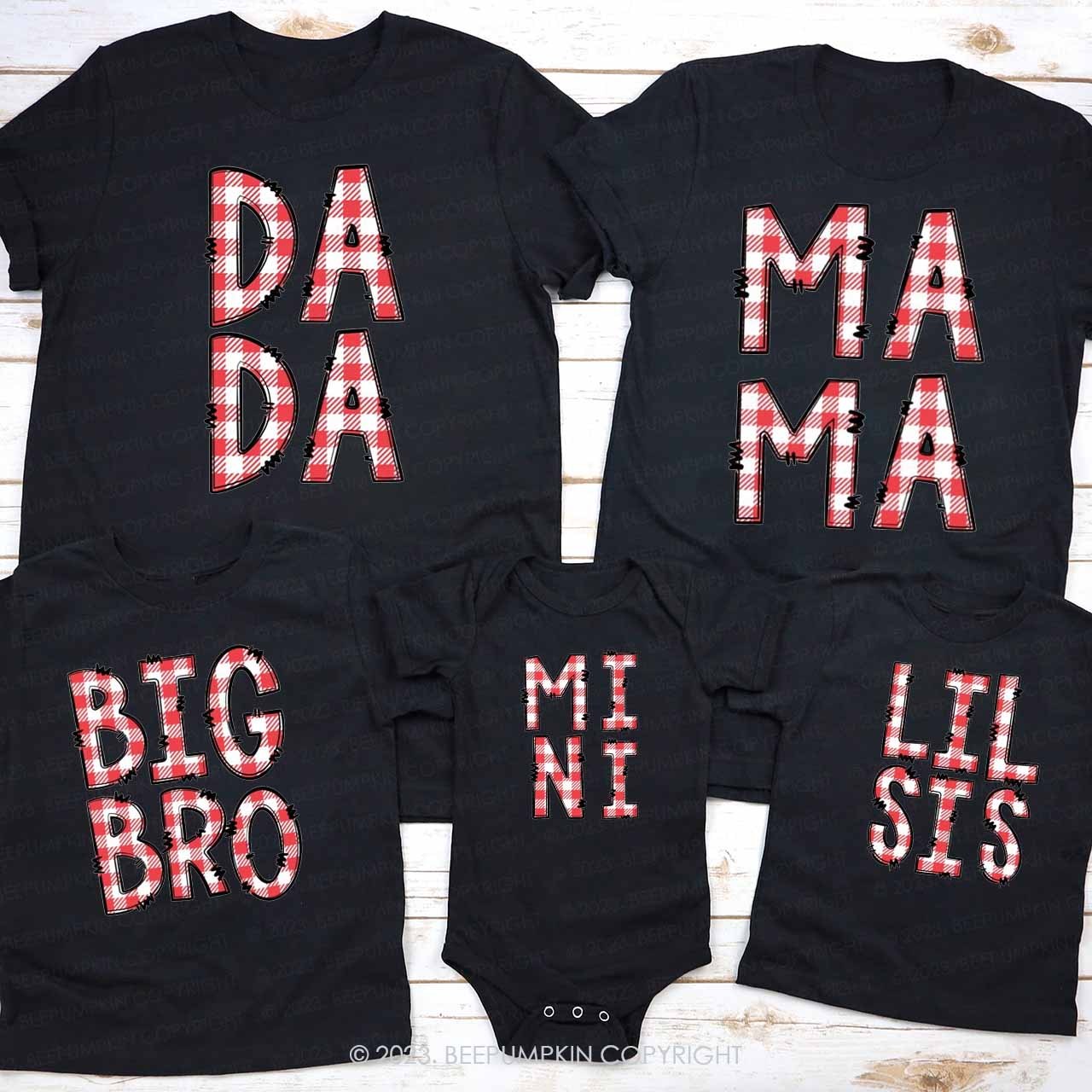 Personalized Christmas Plaid Name Matching Family Shirts Beepumpkin