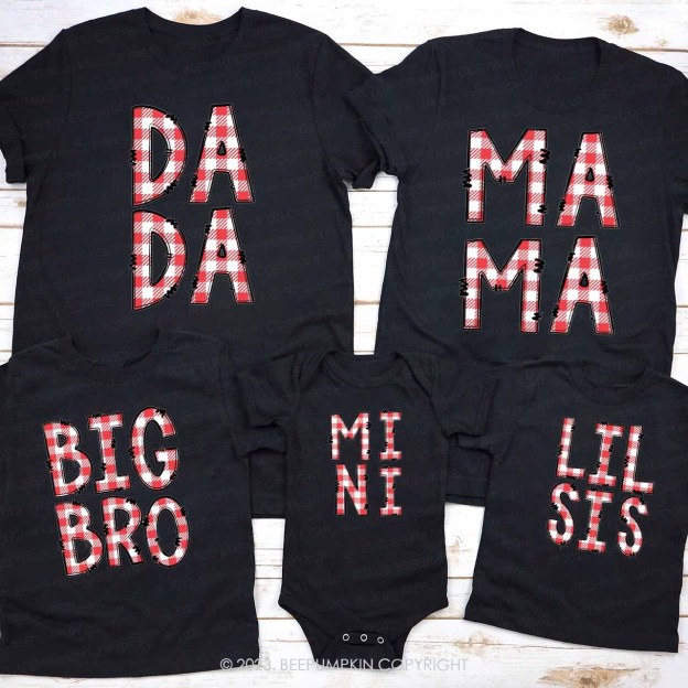 Personalized Christmas Plaid Name Matching Family Shirts Beepumpkin