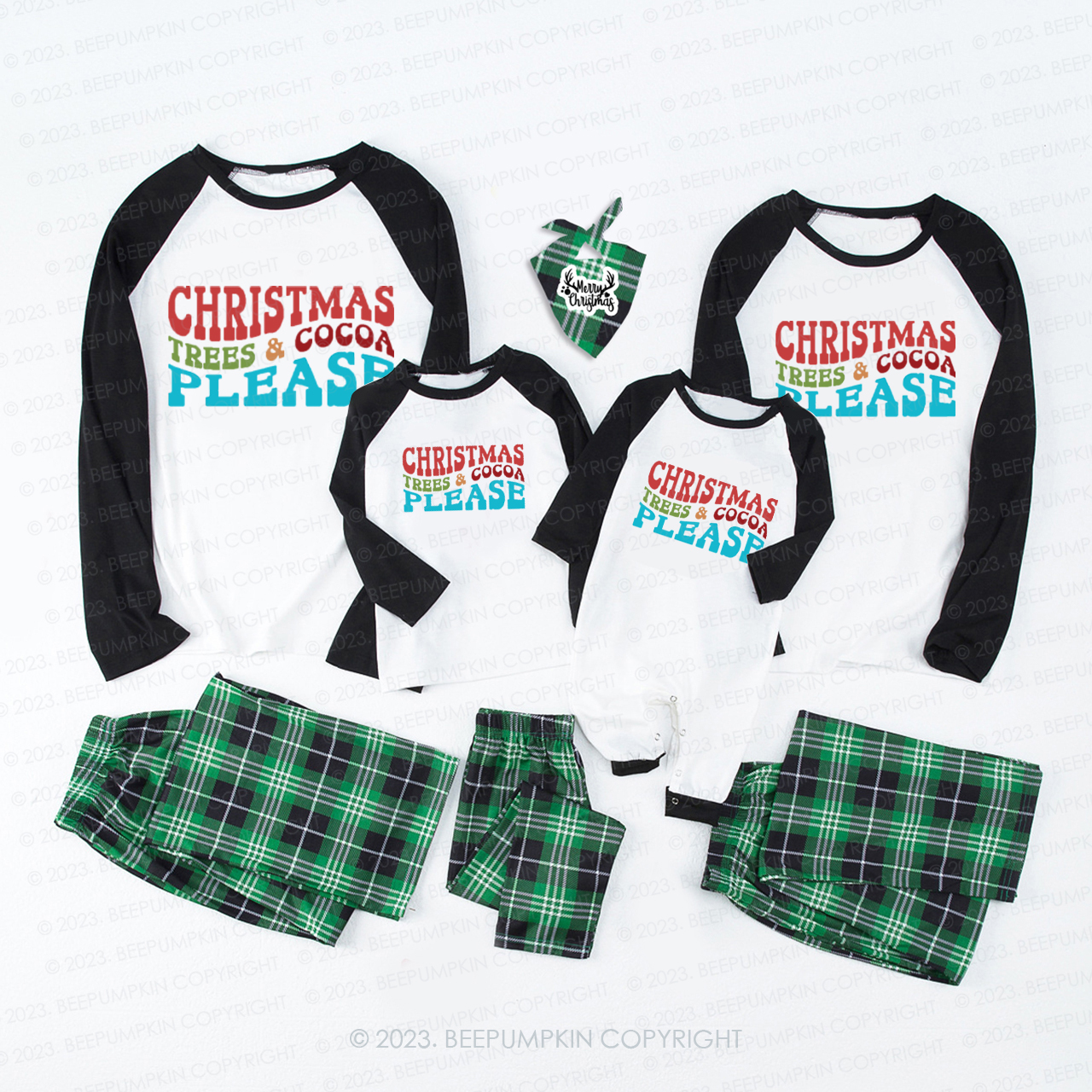 Christmas Trees & Cocoa Please Family Matching Pajamas Beepumpkin