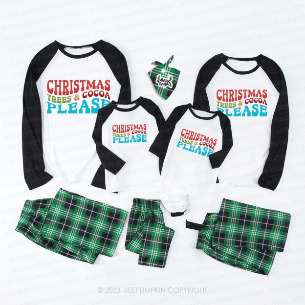 Christmas Trees & Cocoa Please Family Matching Pajamas Beepumpkin