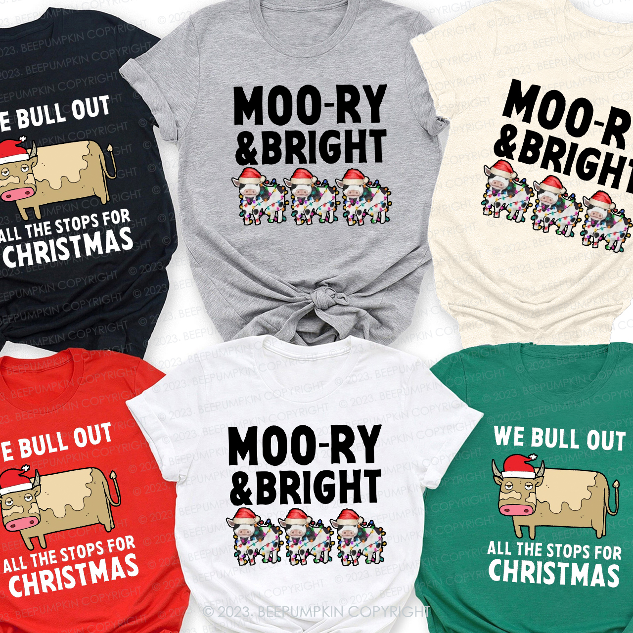 Funny Matching Family Cow Farm Christmas Shirts