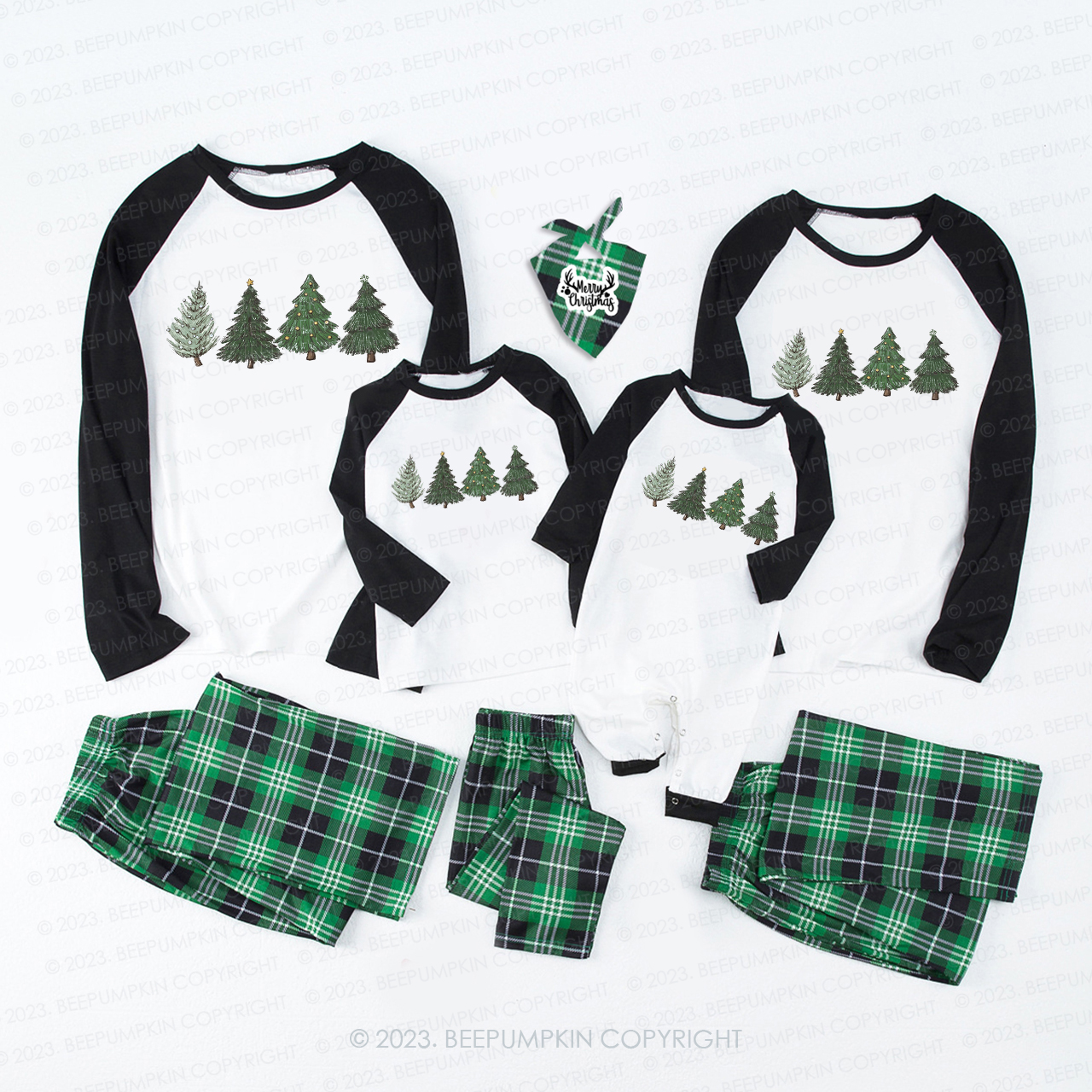 Four Christmas Tree in the Snow Holidays Matching Pajamas