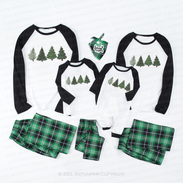 Four Christmas Tree in the Snow Holidays Matching Pajamas