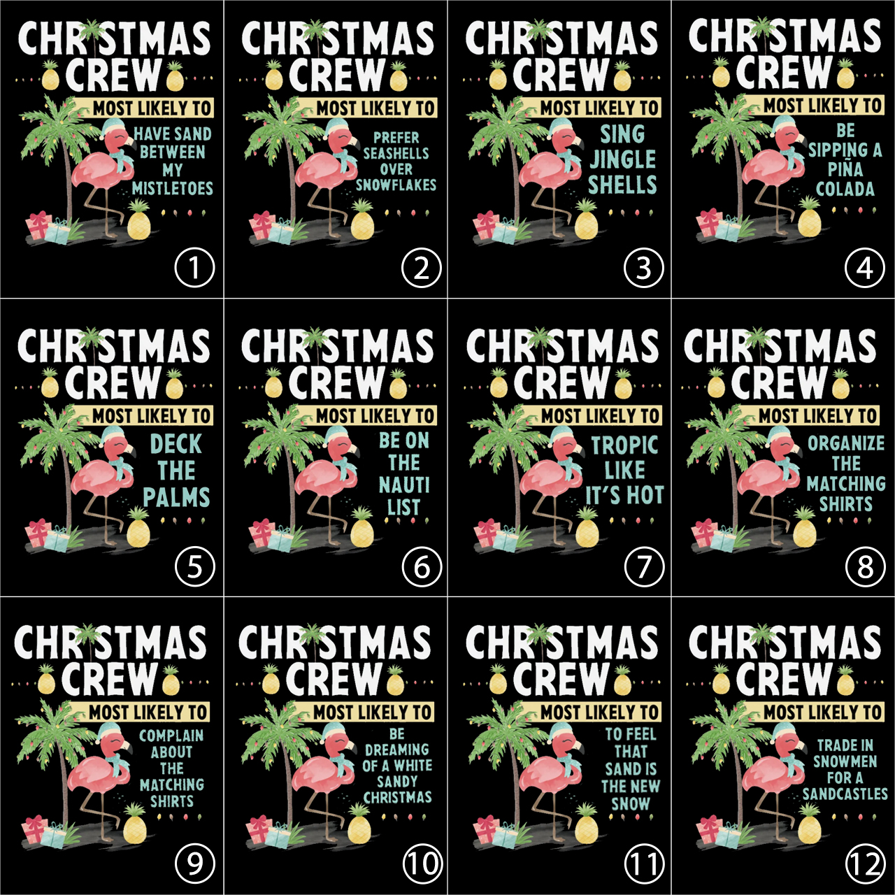 Christmas Crew Most Likely to Flamingos on Vacation in Hawaii Shirts
