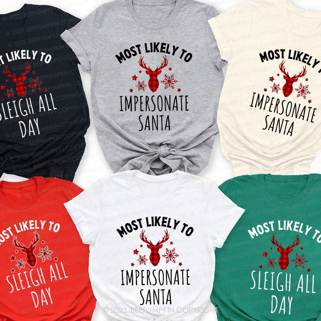Most Likely To Elk Family Group Christmas Matching Shirts
