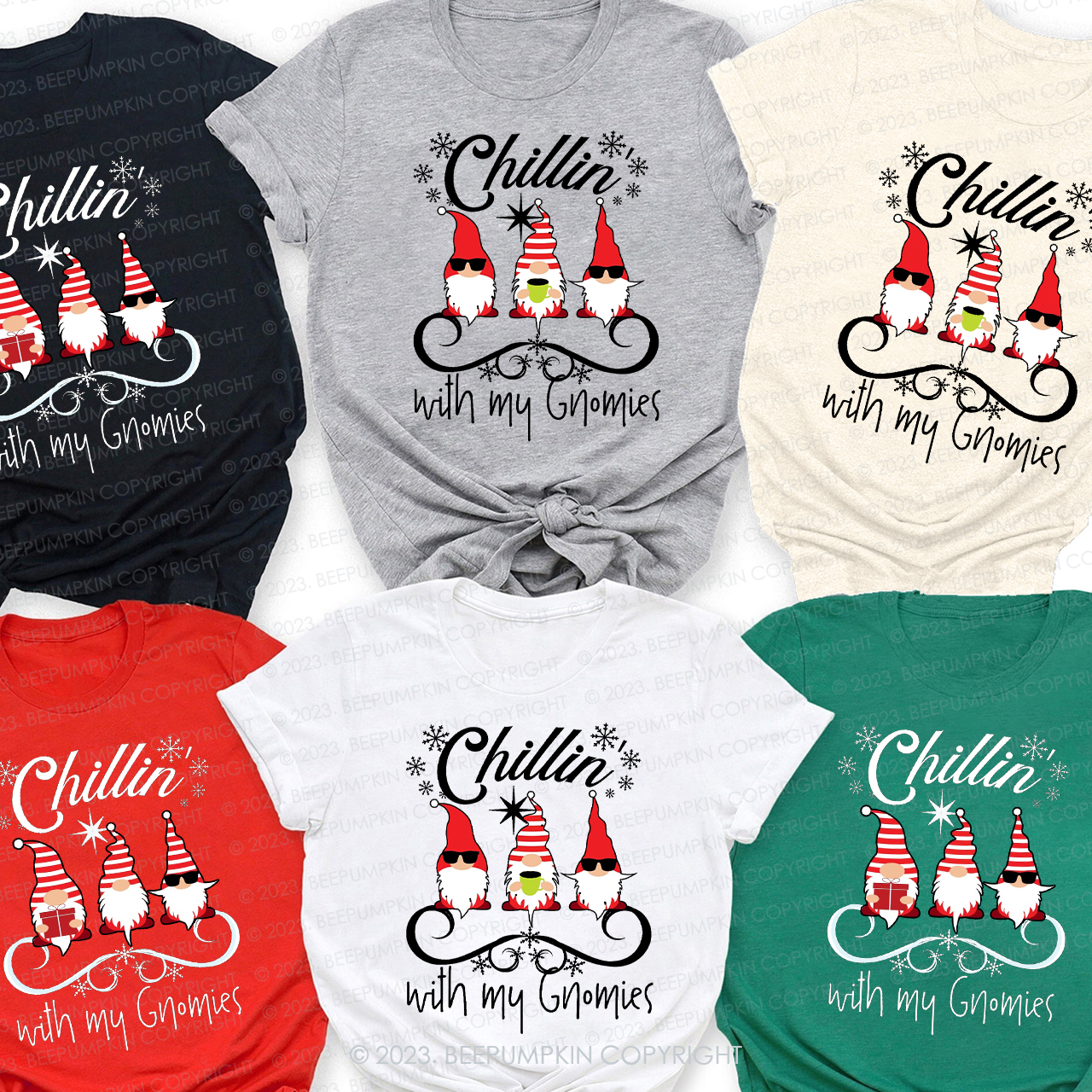 Chillin Gnomies Funny Family Christmas Matching Shirts