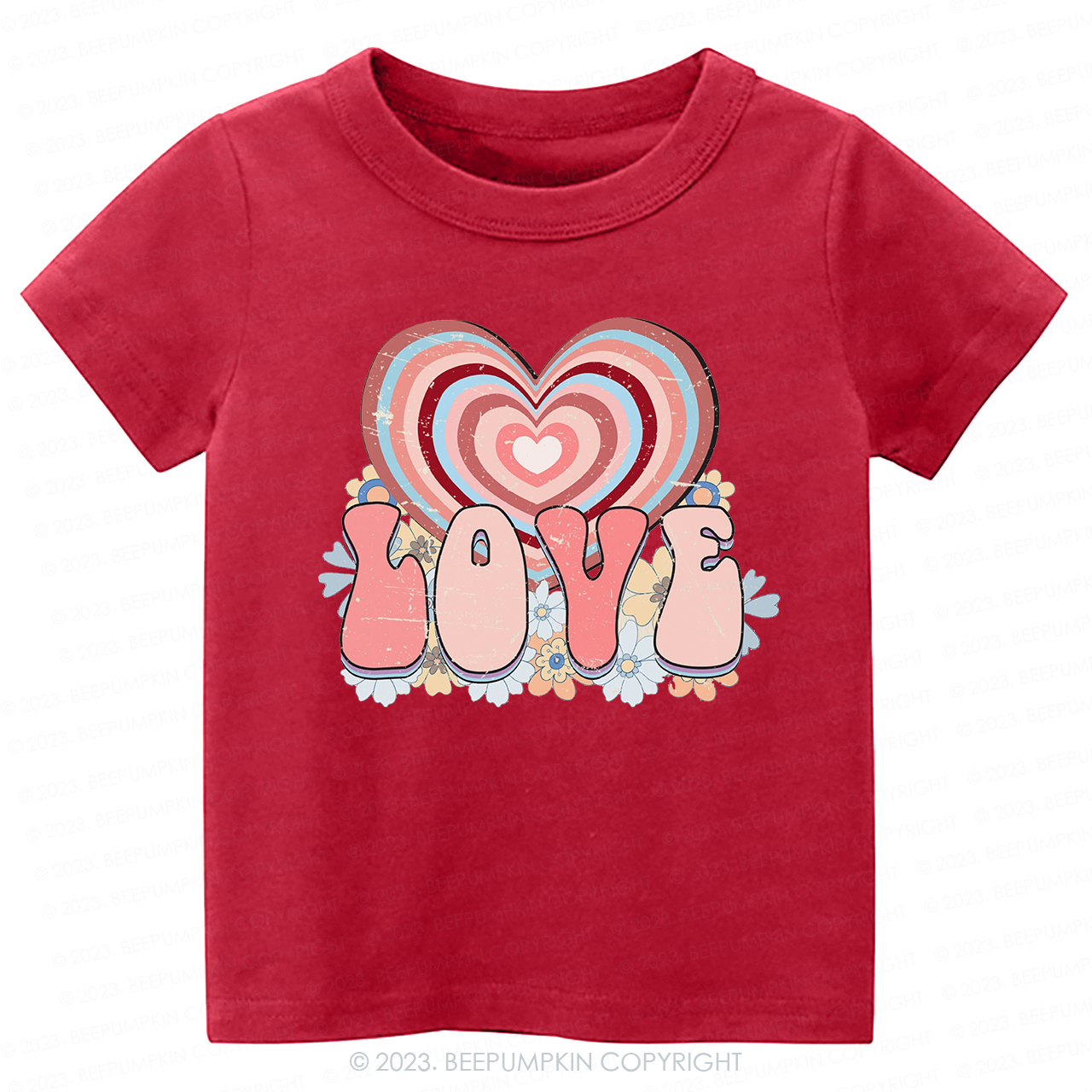 Retro Love Heart Valentines Day -Toddler Tees
