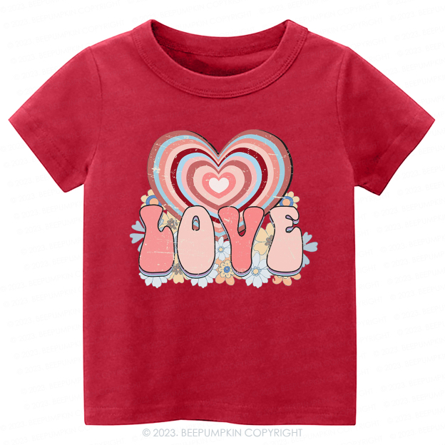 Retro Love Heart Valentines Day -Toddler Tees