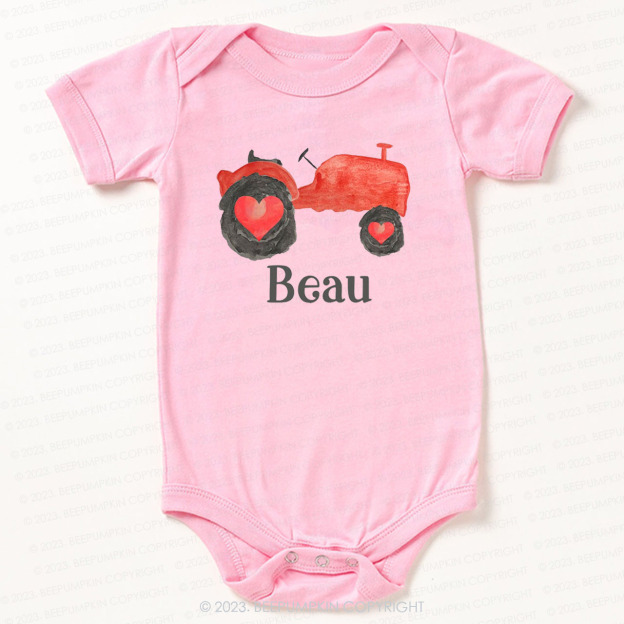 Personalized Valentine Tractor Bodysuit For Baby