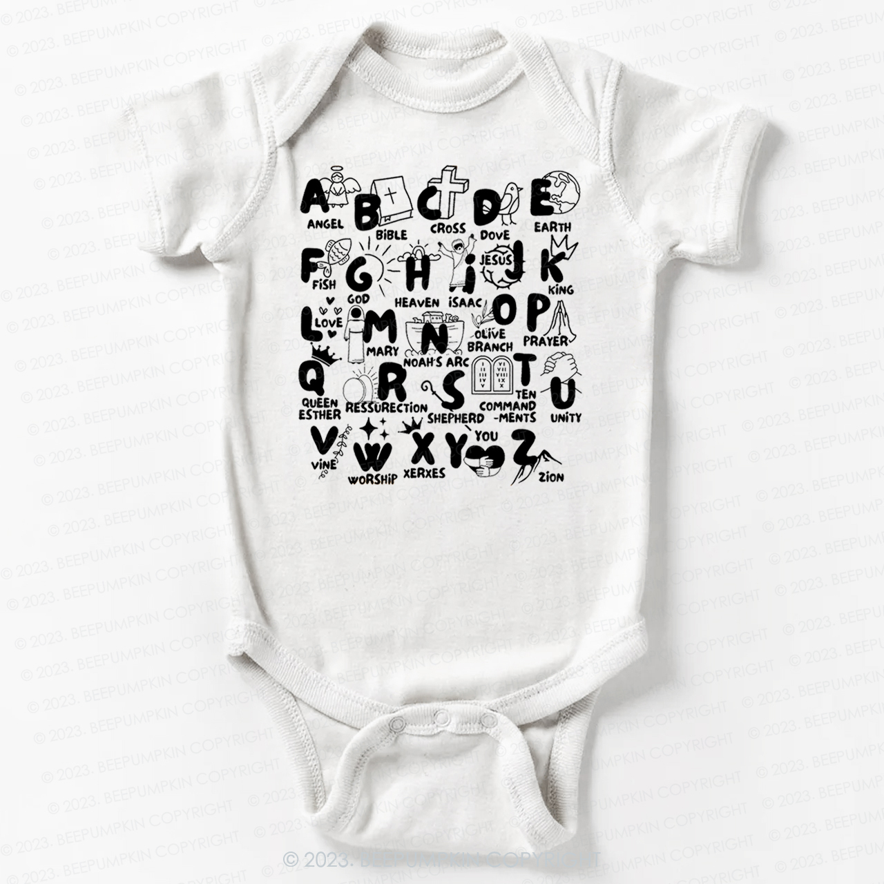 Biblical Alphabet Cut File Bodysuit For Baby