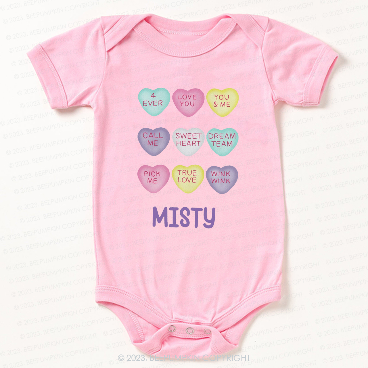 Personalized Colourful Valentine Heart Bodysuit For Baby