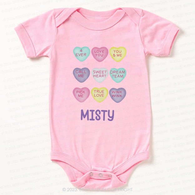 Personalized Colourful Valentine Heart Bodysuit For Baby