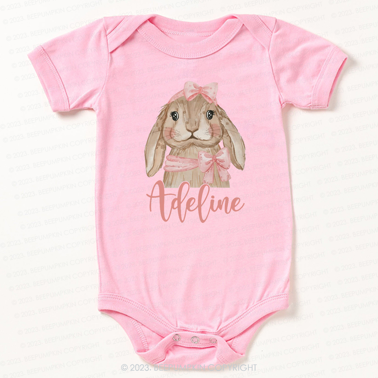 Easter Pink Bow Bunny Bodysuit For Baby