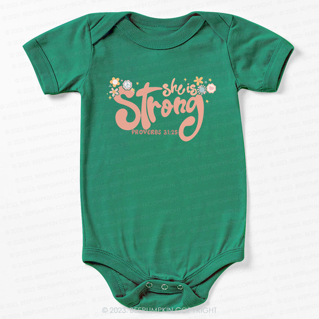 She is Strong Proverbs 31:25 Bodysuit For Baby