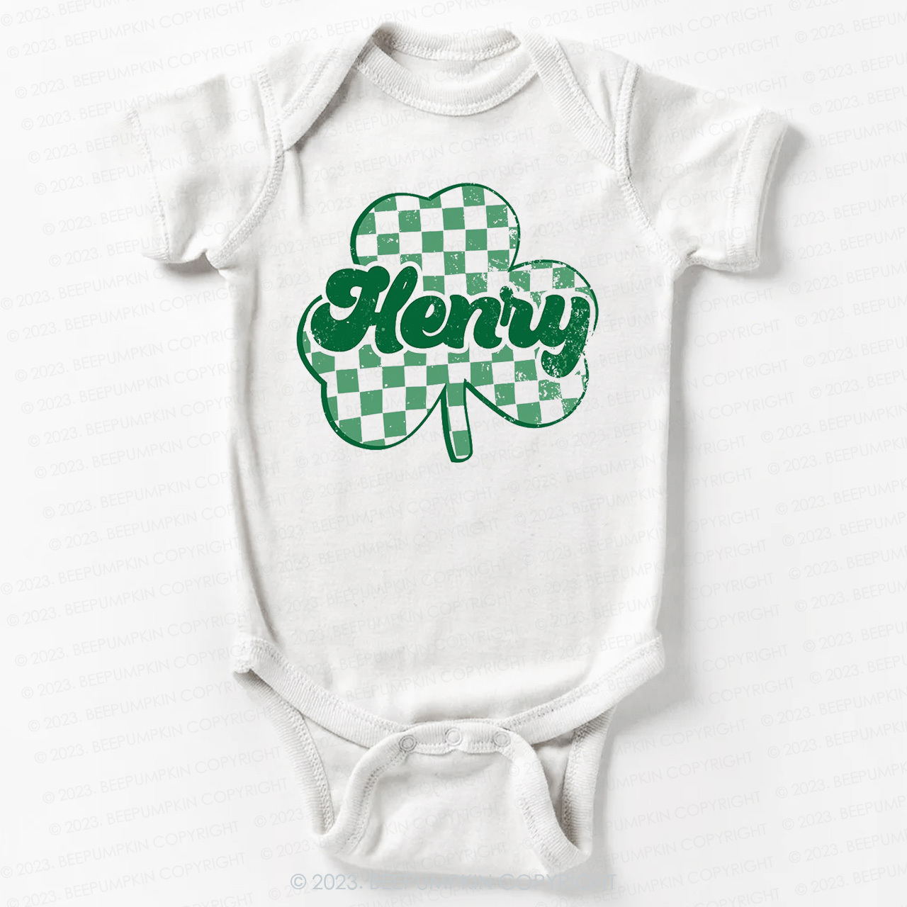 Clover Leaf with Name St.Patricks Day Bodysuit For Baby
