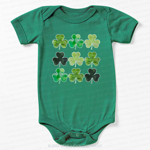 Watercolor Clovers St.Patricks Day Bodysuit For Baby