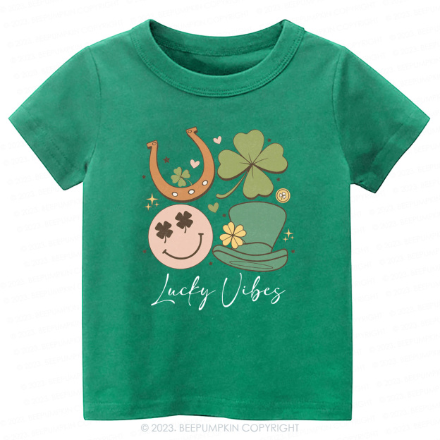 Lucky Vibes St.Patricks Day-Toddler&Kids Tees