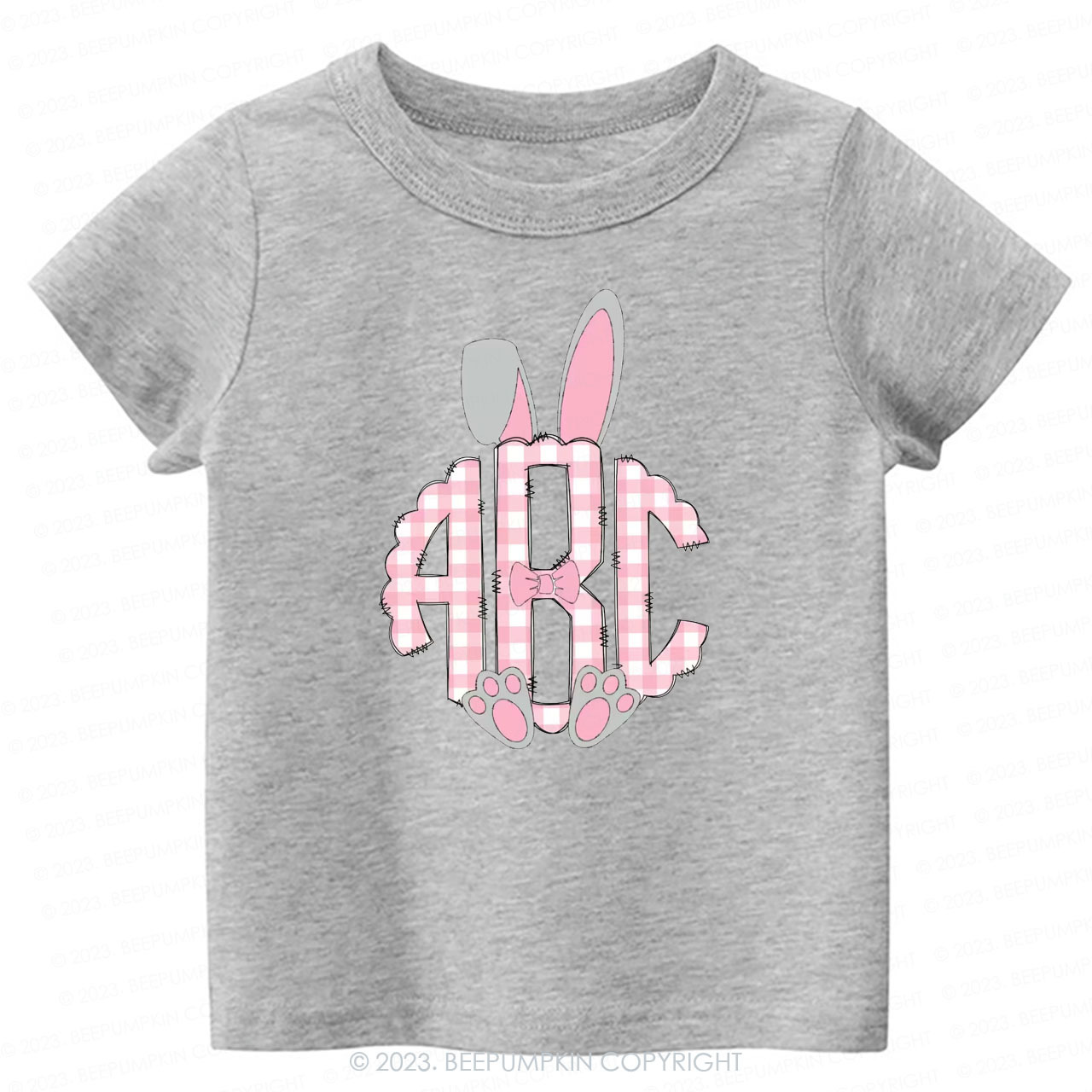 Pink Easter Bunny Ears Monogram Easter Toddler Tees
