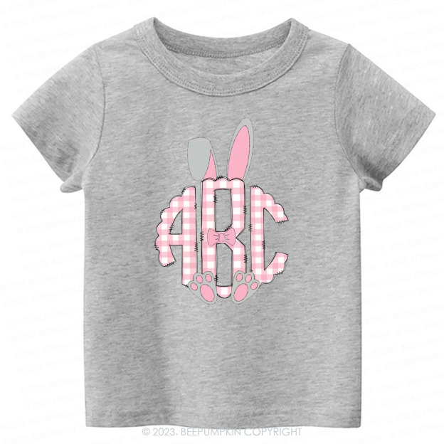 Pink Easter Bunny Ears Monogram Easter Toddler Tees