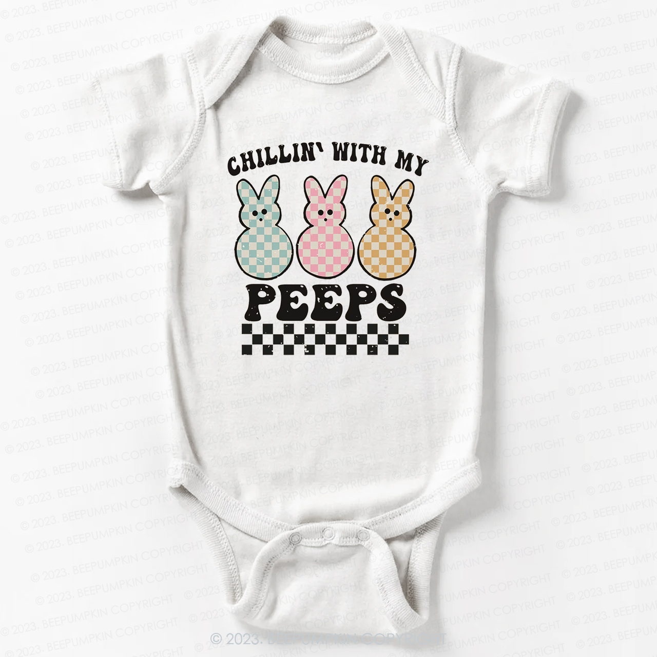 Chillin' With My Peeps Retro Kids Easter Bodysuit For Baby