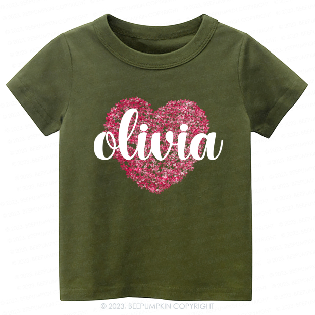 Personalized Floral Valentines Day Kids Tees