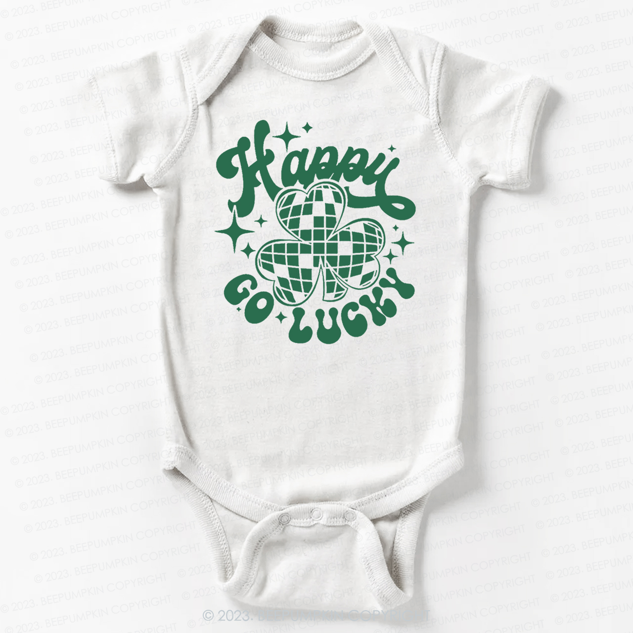 Checkerboard Happy Go Lucky St.Patricks Day Bodysuit For Baby