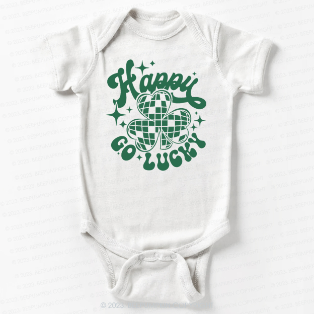 Checkerboard Happy Go Lucky St.Patricks Day Bodysuit For Baby