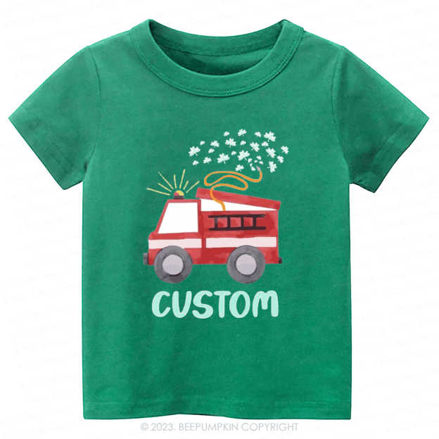 Firetruck Shamrock St.Patricks Day -Toddler Tees