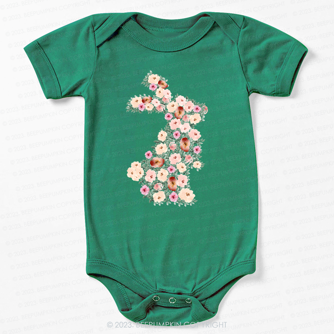 Spring Floral Bunny Easter Bodysuit For Baby