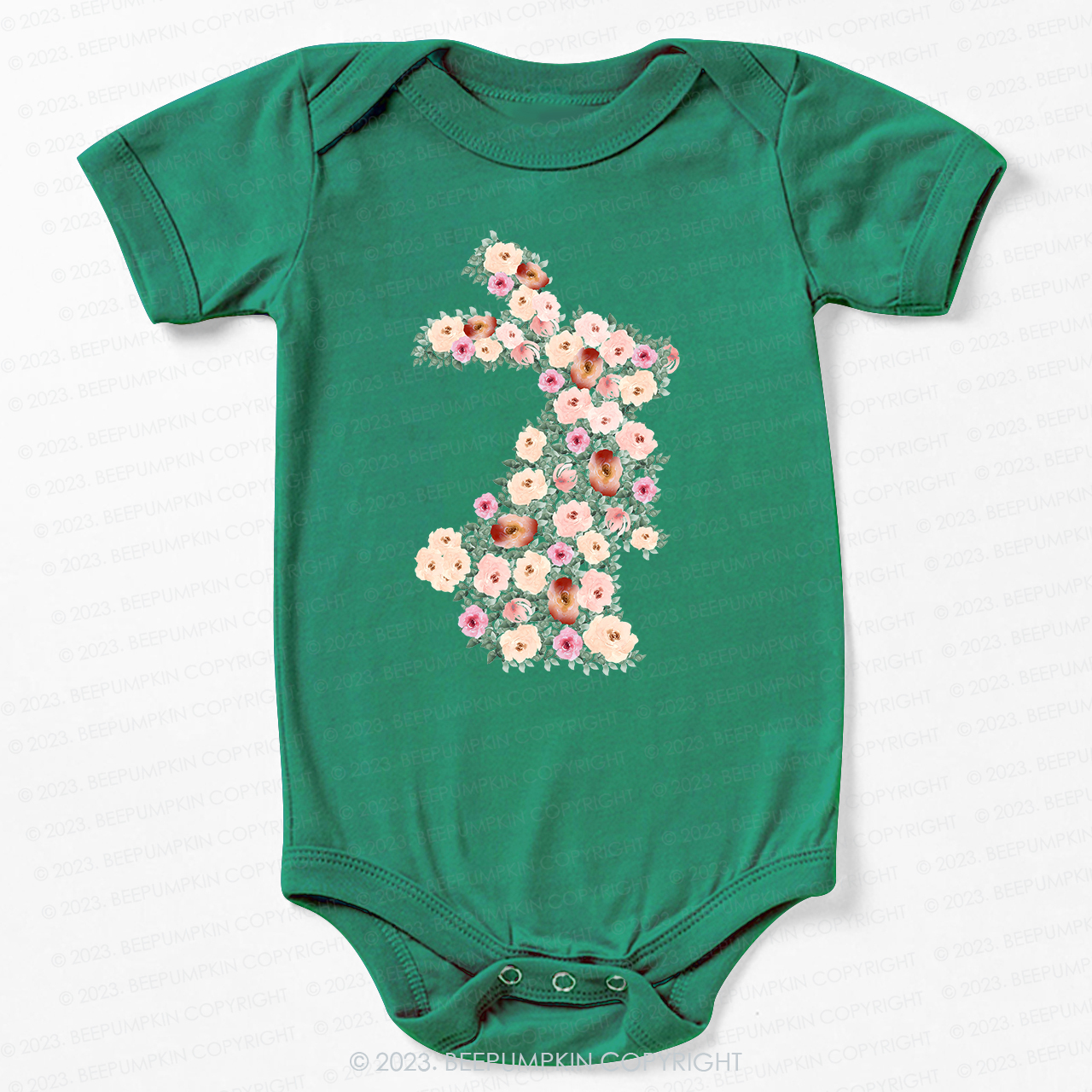 Spring Floral Bunny Easter Bodysuit For Baby