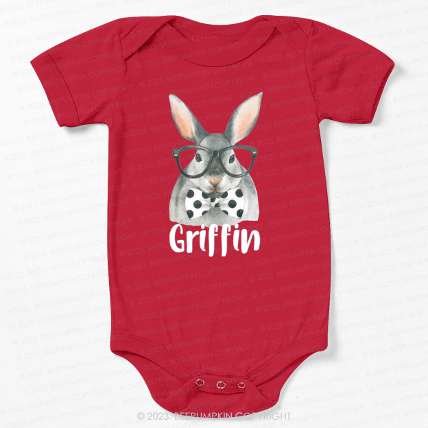 Personalized Easter Raglan Hipster Bunny Bodysuit For Baby
