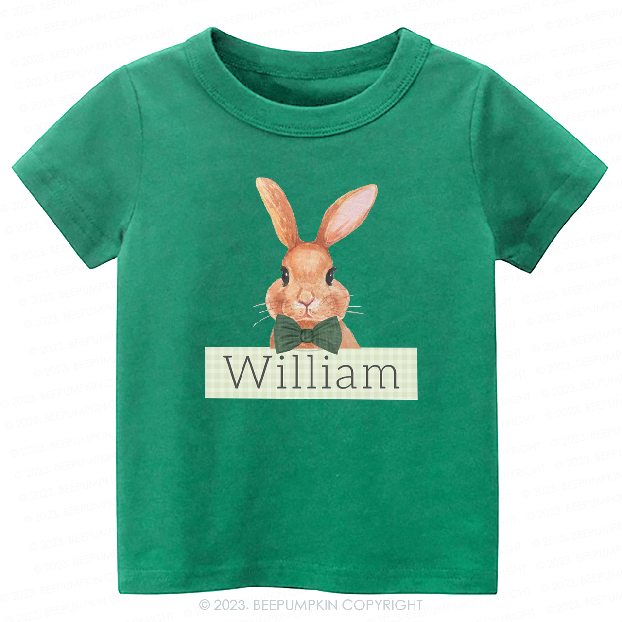 Easter Bunny Green Gingham Name -Toddler Tees