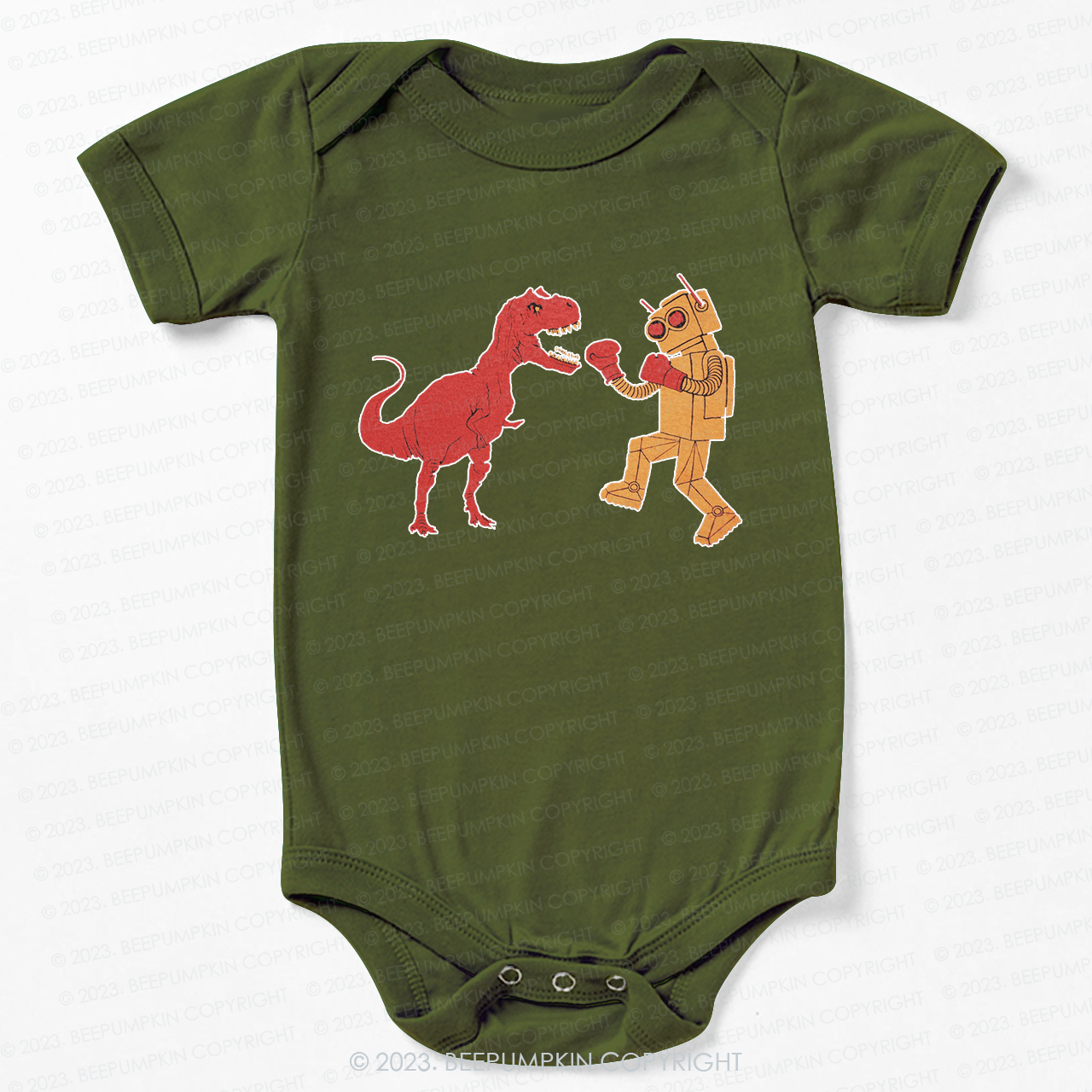 Kids Dinosaur Vs Robot Bodysuit For Baby