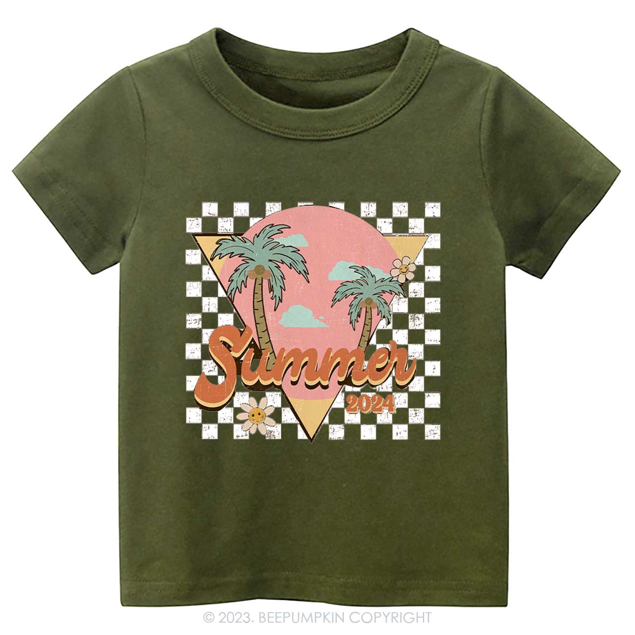 Retro Summer 2024 Palm Tree Kids Shirt