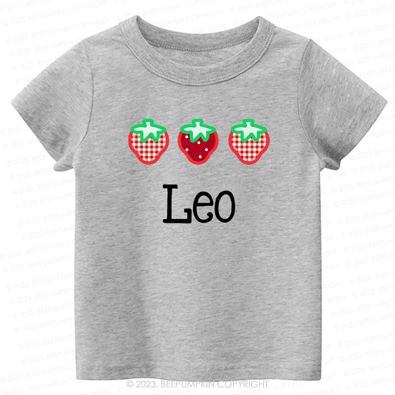 Strawberry Picking Applique Shirt For Kids